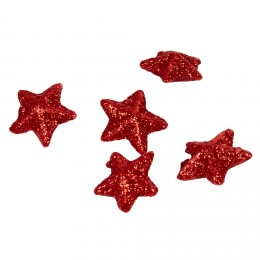 Sachet déco minis étoiles rouges pailletées Noël