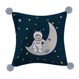 Coussin pompons 40x40 cm Petit Astronaute coton
