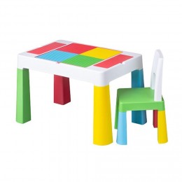 TEGA BABY Table + chaise enfant dessin et jeu construction Multicolore