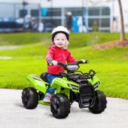 Buggy électrique enfant quad électrique pour enfant de 18 à 36 mois effet lumineux 6 V 2 Km/h max. métal PP vert