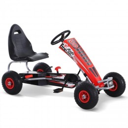 Kart à pédales Go-Kart enfants 121L x 65l x 76H cm Ø roues 26 cm siège ergonomique rouge