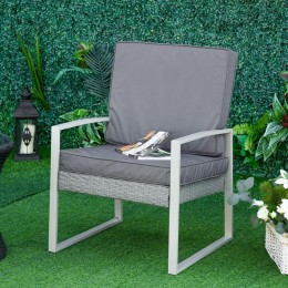 Coussins de fauteuil de jardin zippés déhoussables - galettes de chaise de jardin - épais rembourrage 7 cm - polyester haute densité gris