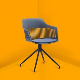 Chaise design avec accoudoirs métal bleu foncé