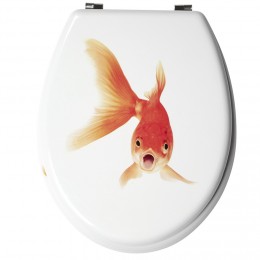 Abattant WC blanc motif poisson rouge