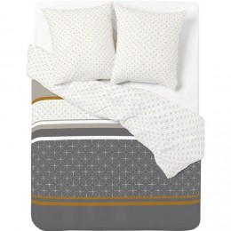 Parure de lit grise à motifs géométriques blanc orange 240 x 260 cm
