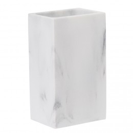 Gobelet salle de bain céramique blanc effet marbre