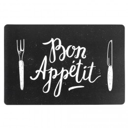 Set de table rectangulaire plastique noir Bon Appétit