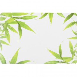 Set de table rectangulaire plastique blanc décor feuilles vertes
