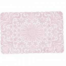 Set de table rectangulaire plastique aspect dentelle uni rose
