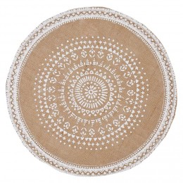 Set de table rond en jute motif blanc naturel