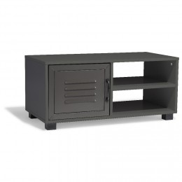 Table basse gris anthracite Brooklyn 1 porte et 2 niches