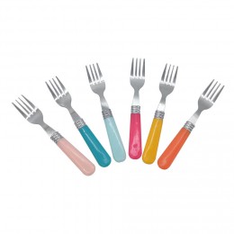 Mini fourchette inox manche plastique multicolore x6