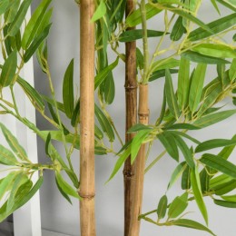 Bambous artificiels 1,20H m - lot de 2 bambous artificiels - 369 feuilles réalistes par bambou avec vrais troncs - pot inclus noir vert