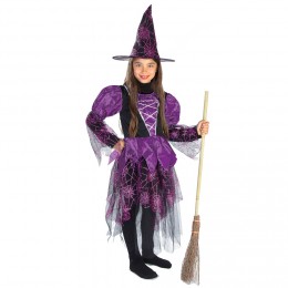 Déguisement fille sorcière Halloween noir violet 11/14 ans