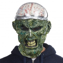 Masque monstre vert cervelle lumineuse adulte
