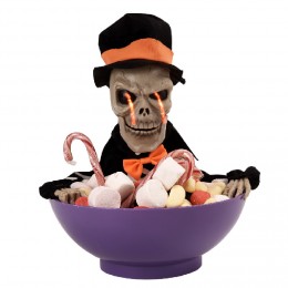 Saladier à bonbon Halloween squelette animé noir et violet