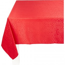Nappe jacquard rouge motif arabesque L 250 cm