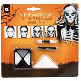 Kit de maquillage gras Halloween squelette blanc gris noir