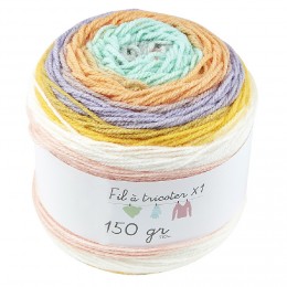 Pelote toupie de laine multicolore 150 gr