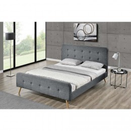 Cadre de lit scandinave gris foncé avec pieds en bois - 140x190