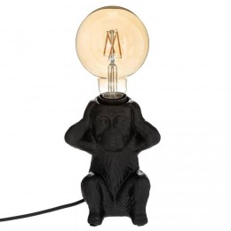 Lampe socle céramique singe oreilles noir H17