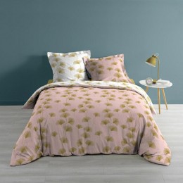 Housse de couette 220x240 + 2 taies Bloomy rose or coton 57 fils