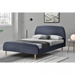 Cadre de lit scandinave gris foncé avec pieds en bois - 140x190cm