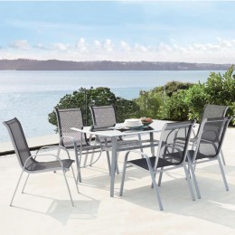 Ensemble table en aluminium + 6 chaises en acier