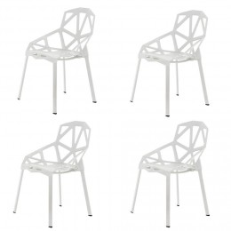 MONA Lot de 4 chaises design modernes ajourées en polypropylène Blanc