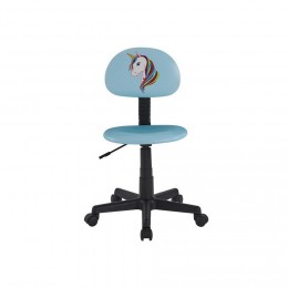 Chaise de bureau pour enfant UNICORN revêtement synthétique bleu clair avec motif licorne