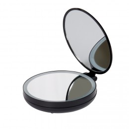 Miroir double rétractablesur pied rond noir LED