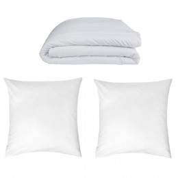 Lot couette polyester 250 g/m² + 2 oreillers, 240x220 cm