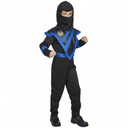 Déguisement ninja noir et bleu 7/10 ans