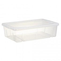 Boîte de rangement dessous de lit blanc transparent avec couvercle 28L