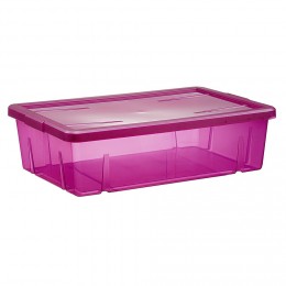 Boîte de rangement dessous de lit violet transparent avec couvercle 28L