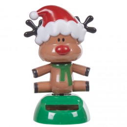 Figurine solaire Noël renne à bonnet