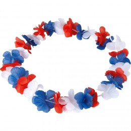 Collier de fleurs hawaien tricolore supporter France