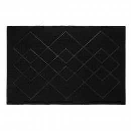 Tapis d'extérieur noir design losanges 60x40 cm