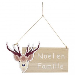 Pancarte de Noël à suspendre motif renne avec inscription