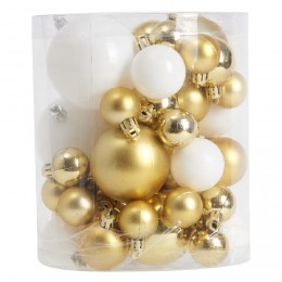 Boule de Noël blanche et dorée x50