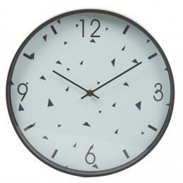 Horloge ronde blanche contour et motif triangle noirs