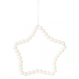 Suspension de Noël étoile en perles blanches