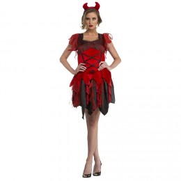 Déguisement femme diablesse Halloween rouge noir taille M