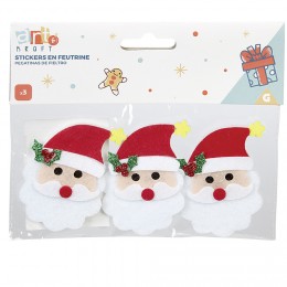 Stickers Père Noël rouge et blanc en feutrine x3