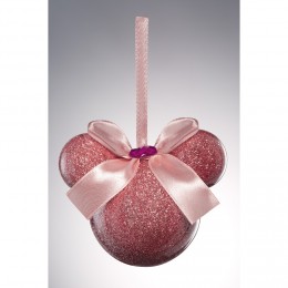 Boule de Noël Disney forme Mickey avec nœud ruban rose