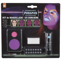 Kit de maquillage phosphorécent fluo sorcière Halloween