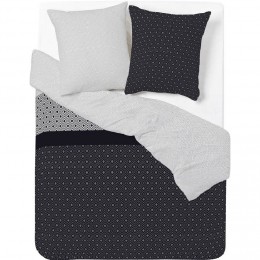 Parure de lit grise et noire motifs triangles 1 face blanche