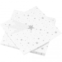 Serviette en papier motif étoile et flocon argenté x 20
