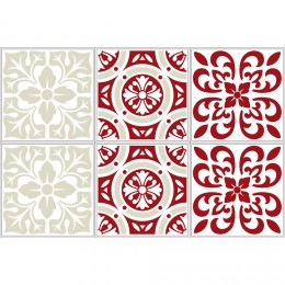 Sticker imitation carreau de ciment 15x15 cm rouge x6