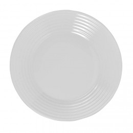 Assiette plate blanche Harena bord ligne en relief x6